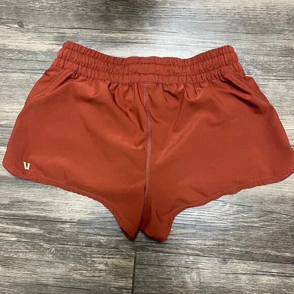 Vuori Clementine Womens Running Shorts Brown Orange Rust 2.5” Inseam Lined Sz XS - Picture 2 of 7